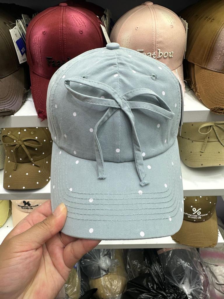 Fashion Hat Korean black and white polka dot bow baseball cap female versatile sweet cute niche design show face small cap