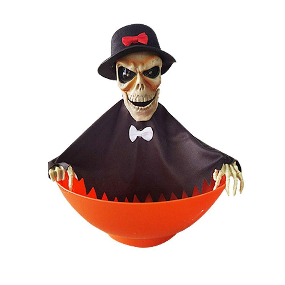 Glowing Halloween Candy Bowl Battery Powered Halloween Ghost Ornament Party Props Fruit Bowl  Gift