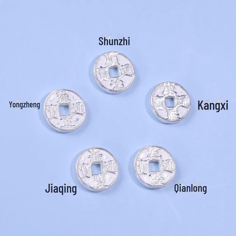 Náramek s mincemi pěti císařů pro bohatství, mír a štěstí - Pletená šňůrka s DIY knoflíkovým doplňkem