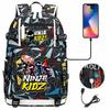 Print Kids Backpack with USB Charging Port, Teenagers School Bookbag, Lightweight Travel Daypack with Headphone Jack Anti-Theft Design