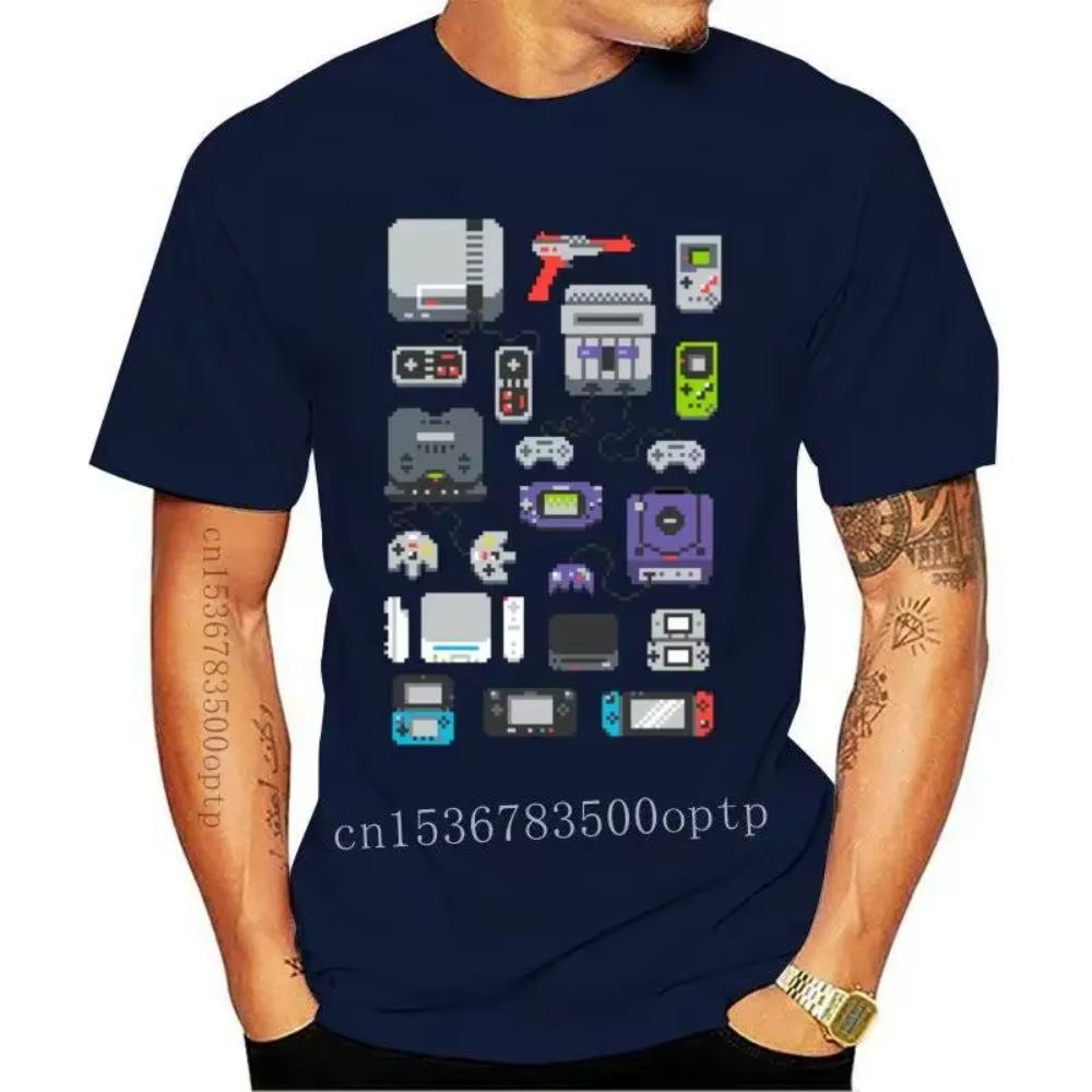 New 2021est Printing Men T Shirts Control Device Game Tshirt 100% Cotton High Tees Super Pixel Image Youth College Student T-Shi