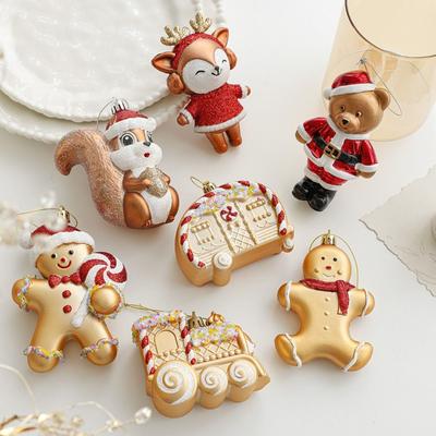 DIY Decor Fox Bear Pendant Colorful Christmas Resin Pendant New Hanging Car Ornaments Xmas