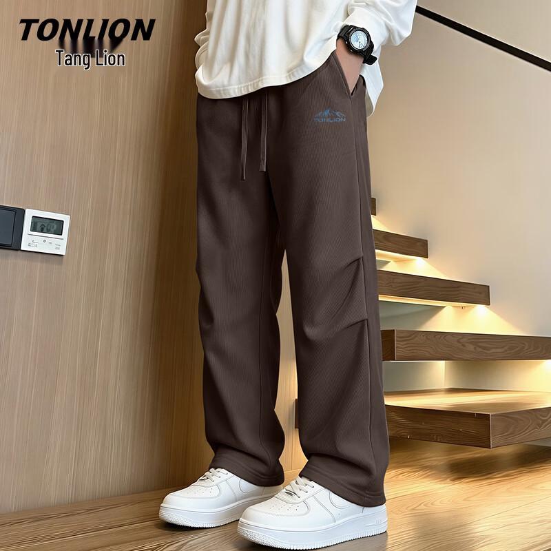 TonLion Men's Casual Wide-Leg Chenille Trousers