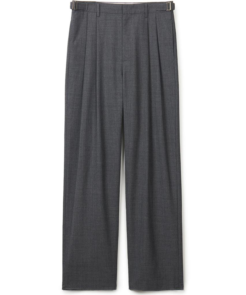 Neibieol Tropical Wool Double-Pleat Wide Pants - Charcoal