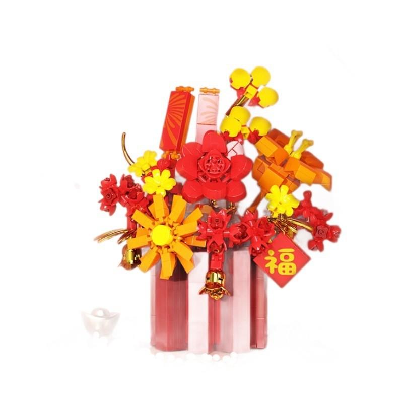 Lunar New Year Flower Basket Building Block Set For Gift Giving Decor Festive
