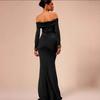 2025 Spring European & American Women's Solid Color One-Shoulder Long Sleeve Slim Fit Dress