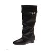 Pointed Knight Boots Women's Autumn and Winter Skinny Suede Boots Fold Boots Long Boots High Boots