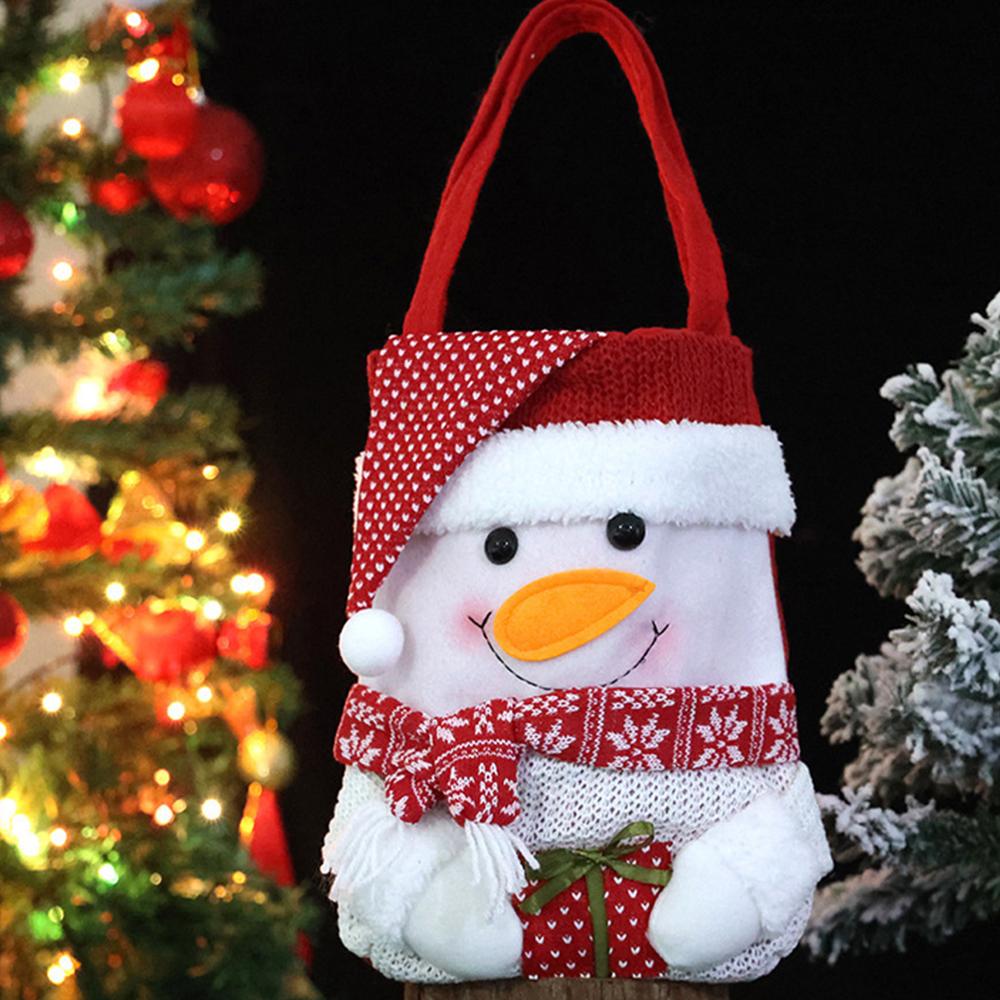 1pc Christmas Candy Bag Cloth Santa Claus Snowman Elk New Year Christmas Eve Decoration Cartoon Apple Candy Gift Storage Bags