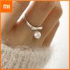 925 Sterling Silver Geometric Pearl Tassel Rings For Women Men Simple Design Fashion Open Adjustable Handmade Couple Ring Gift