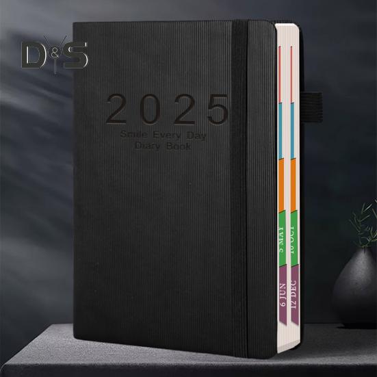 Tagesplaner 2025, eine Seite pro Tag, Jan.-Dez., A5, Tagesplaner 2025, Tageskalender, monatliche Registerkarten, Hardcover, 2025, Stunden-Terminbuch