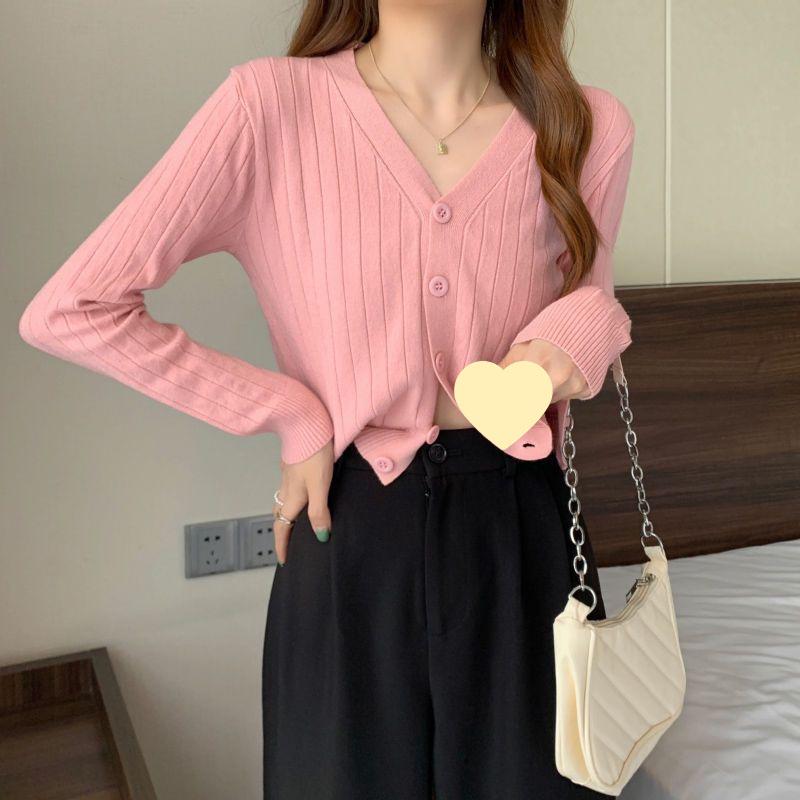 

Autumn Korean V-Neck Slimming Knit Cardigan - Women s Long Sleeve 2025 Fashion S (suggested 70-85 jin)
