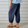 2023 Women's High-Waist Cotton Linen Wide-Leg Pants with Button Detail