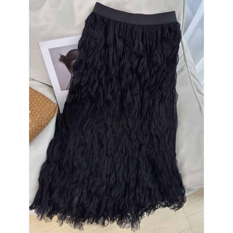 

European Goods Fancy Fashion Elegant Mesh Skirt Female 2025 Spring/Summer High Waist Slimming Large Hem Cake Pettiskirt
