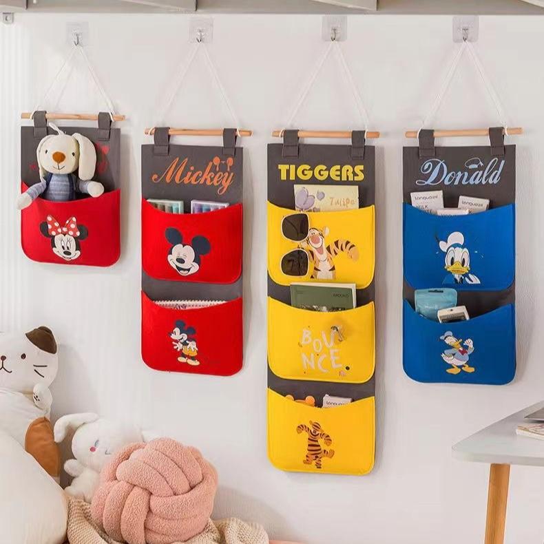 Mickey Mouse Felt Wall Organizer With Multiple Pockets For Kids Room Storage