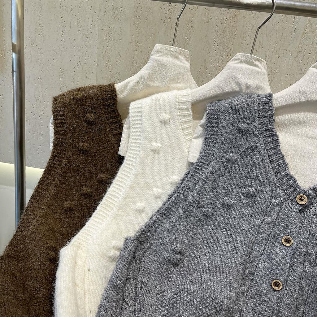 DIMANAF 2025 Autumn Women Sleeveless Vest Sweaters Knitting Buttons Oversize Casual Style Loose Sweater