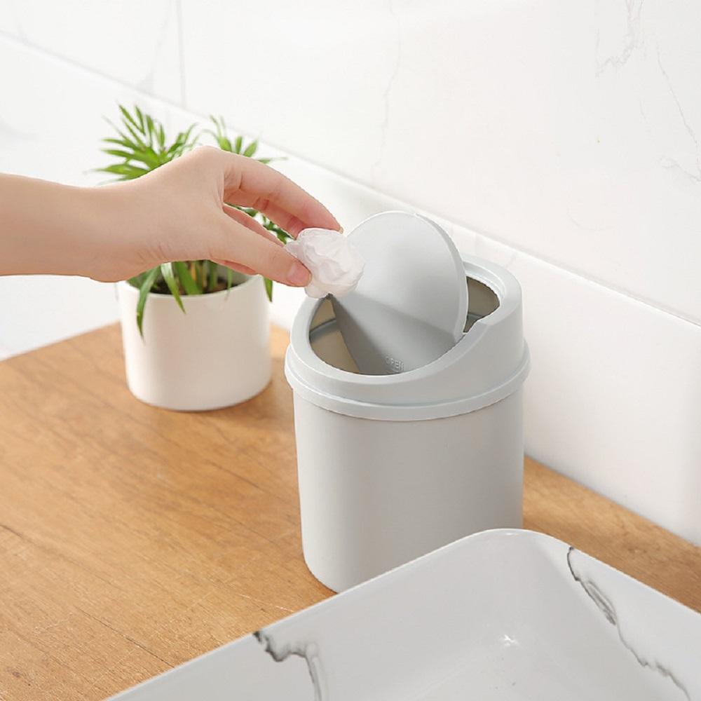 Mini Desktop Trash Can with Swing Lid Home Small Garbage Can with Cover for Bedroom Office Desktop Clean Workspace Storage Box
