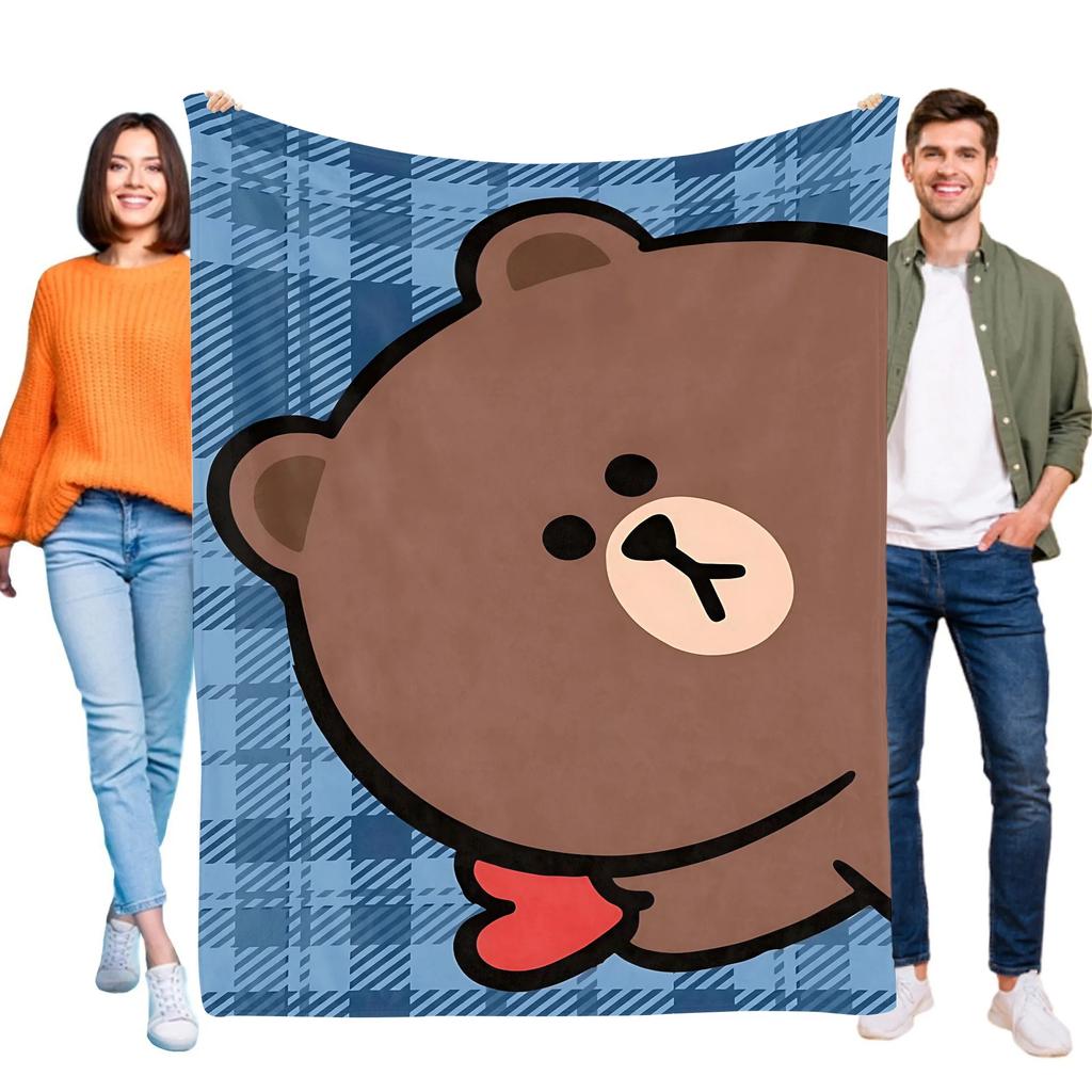 Brown Bear Throw Blanket for Bed Decor Home Textiles Comforter Cooling Sofa Blanket Halloween Summer