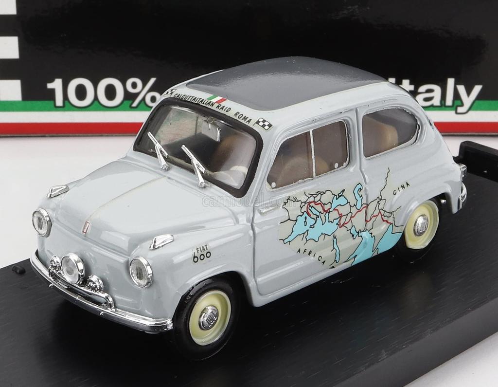BRUMM Fiat Miniature Car 1/43 FIAT 600 Rally Rome To Calcutta 1955 13,260 Km