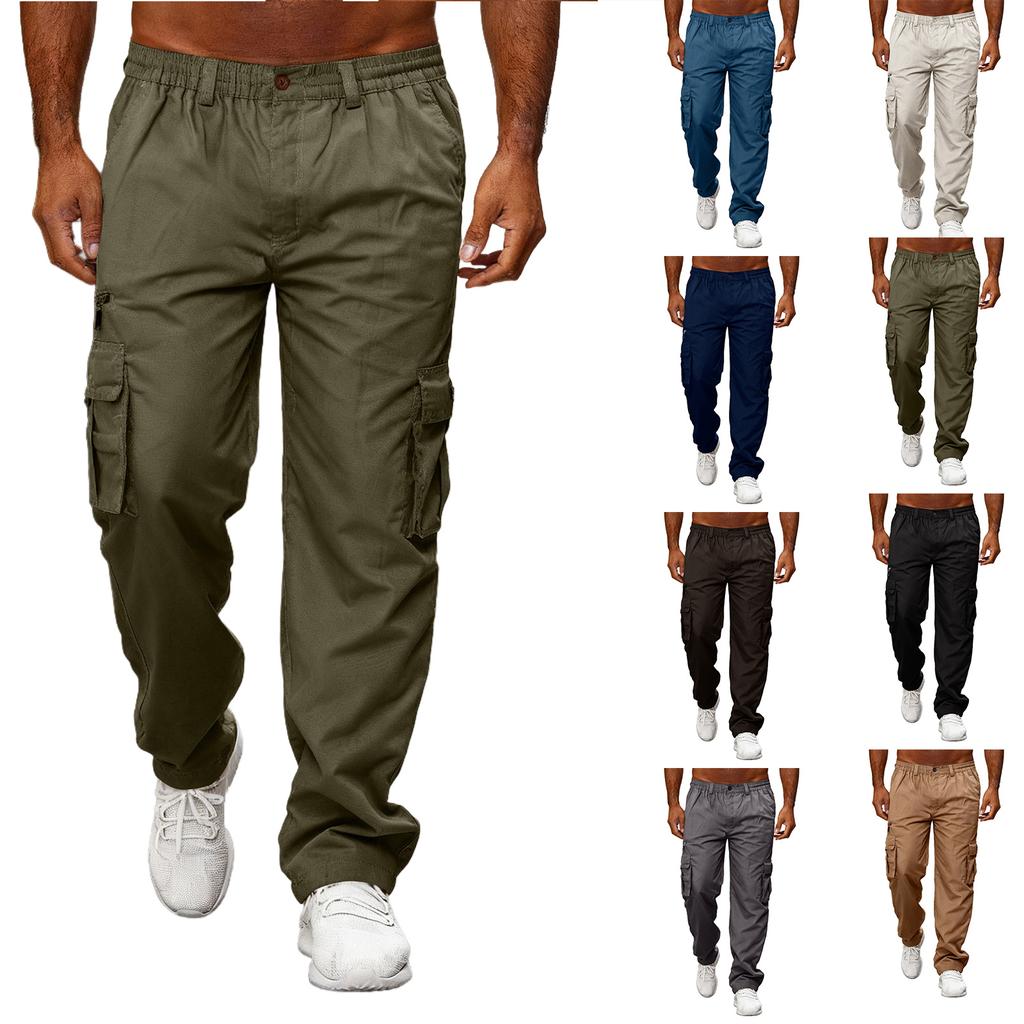 Men's Casual Multi Pocket Loose Straight Leg Workwear Pants