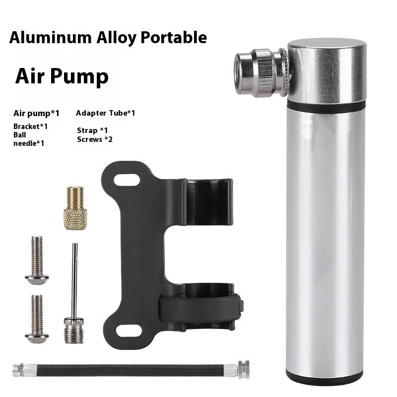 Mini Aluminum Alloy Bicycle Pump Portable Silver Pump Road Mountain Bike Pump Riding Tire Filling Pump Riding Equipment Outdoor