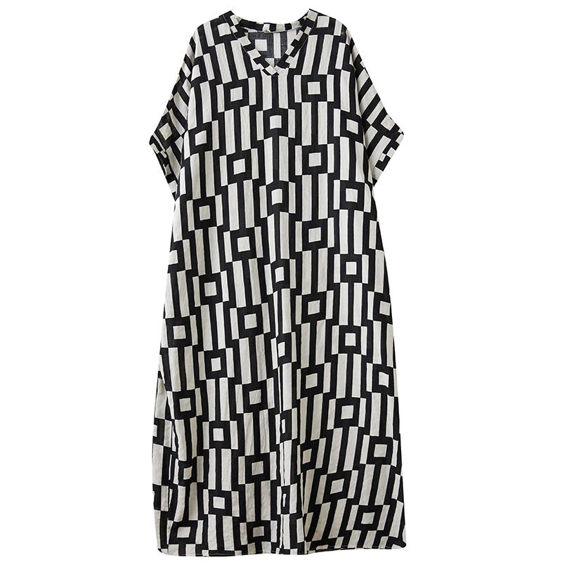 

XITAO Print Batwing Sleeve V-neck Pullover Dress ZY8929 One Size чёрный
