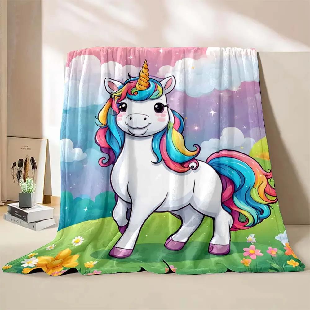 1PC Cute Unicorn Printed Cartoon Blanket Warm Soft and Comfortable Home Travel Blanket Sofa Bedding Cover Blanket Girls Gift