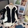 Dimanaf Maglioni Inverno 2024 Cappotto Patchwork Imbottito Bottoni Giacca Lavorata a Maglia Finto Due Pezzi Maglione Largo