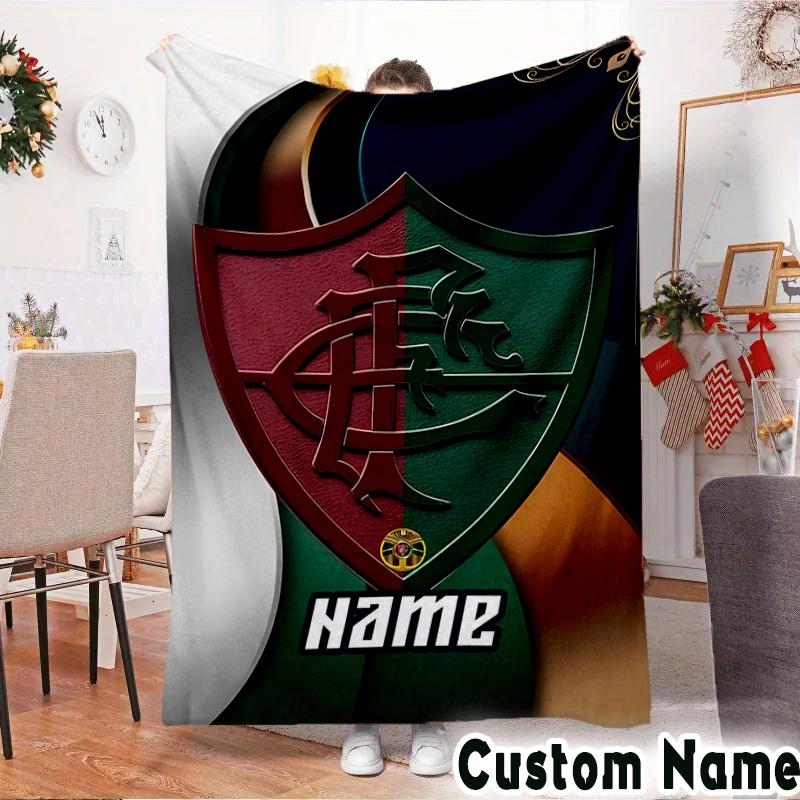 Custom Name Flamengo Crest Artwork Throws Blanket Flannel Blankets for Couch Bed Gifts for Men Women Picnic Blanket Christmas Fan Gifts