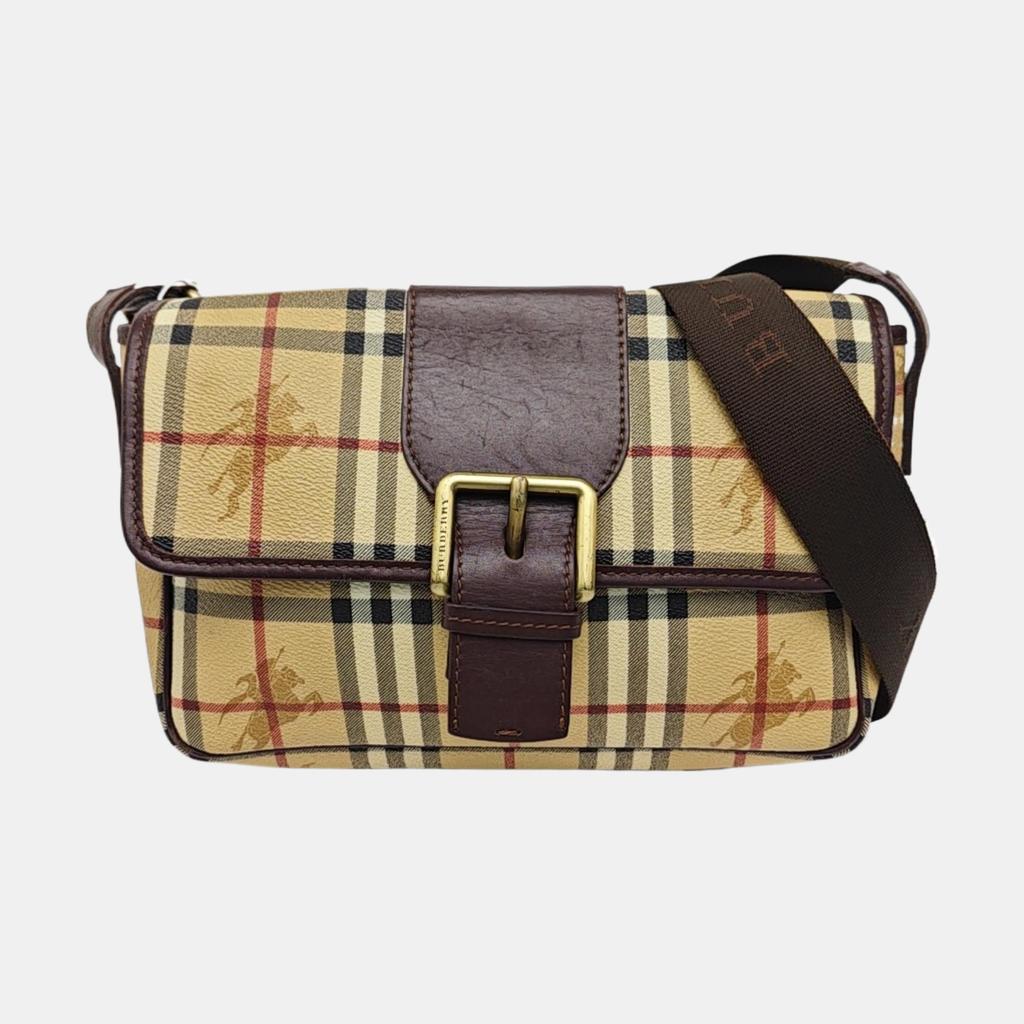 [Pre-Owned] House Logo Shoulder Strap Flap Closure Canvas And Leather Crossbody Bag - Good #XDY020
