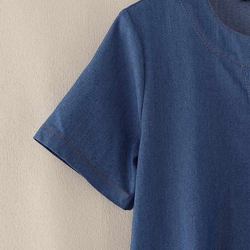 ZANZEA Women Summer Short Sleeves O-Neck H Line Plain Dress