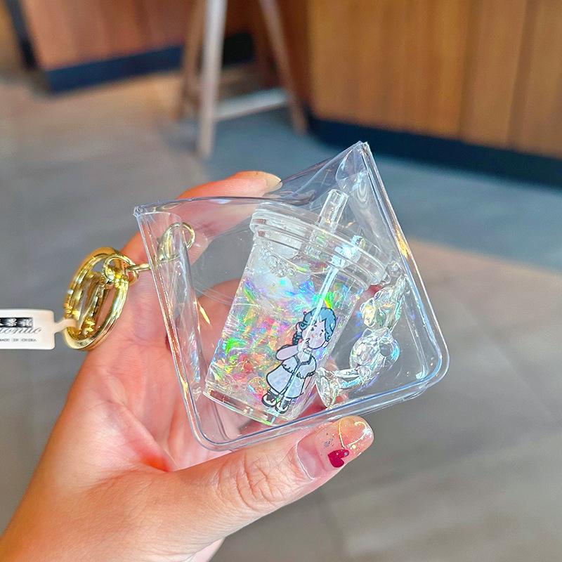 Cute Sunflower Bunny Keychain Creative Milk Tea Cup Variety Small Pendant Cartoon Keyring Processing