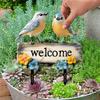 Q1FD Charm Avian Theme Welcome Plaque Ground Stake Decorative Garden Stake PVC Yard Stake For Year Round Display