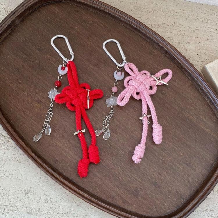 Festive Cultural Keychain Ornament Handcrafted Chinese Knot Design Rustproof Alloy Carabiner Practical Everyday Carry