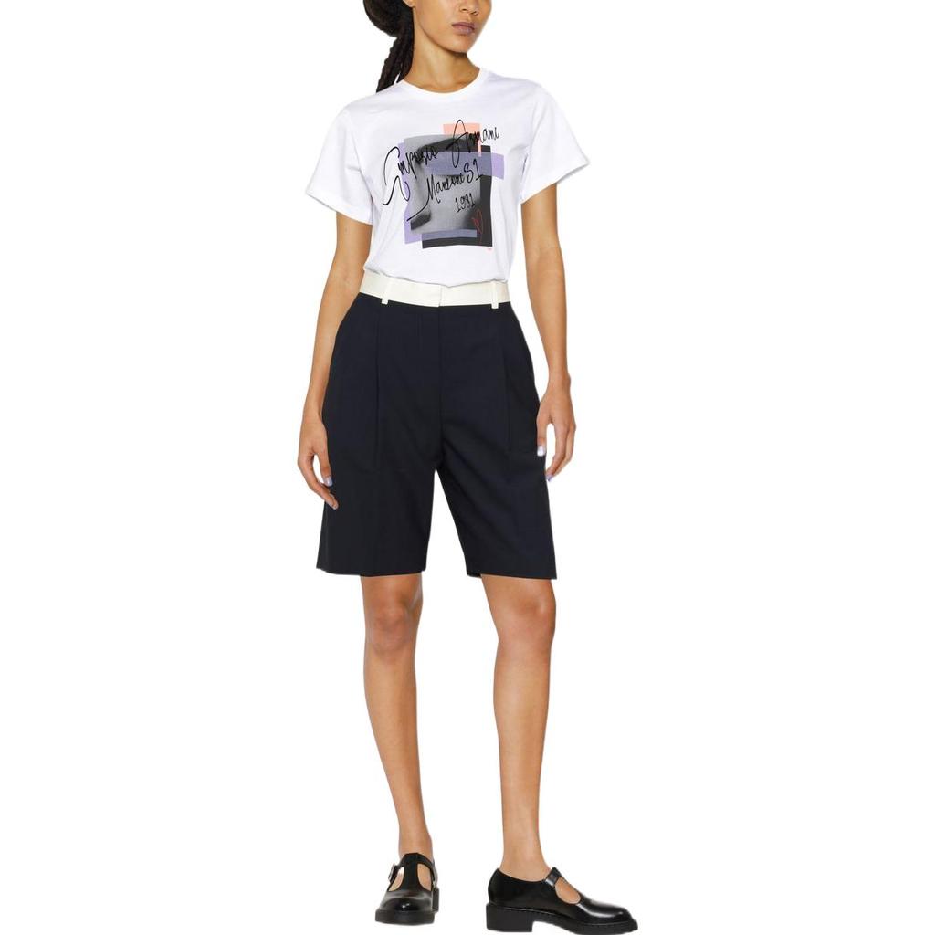 Emporio Armani Logo Print Round Neck Short Sleeve T-Shirt Women Tops White 6L2T7L-2J95Z-0100