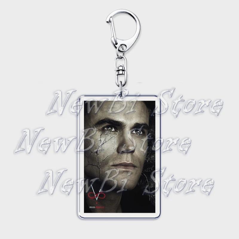 TVD The Vampire Diaries Keychain for Accessories Bag Damon Stefan Salvatore Elena Gilbert Key Chain Keyring Jewelry Fans Gifts