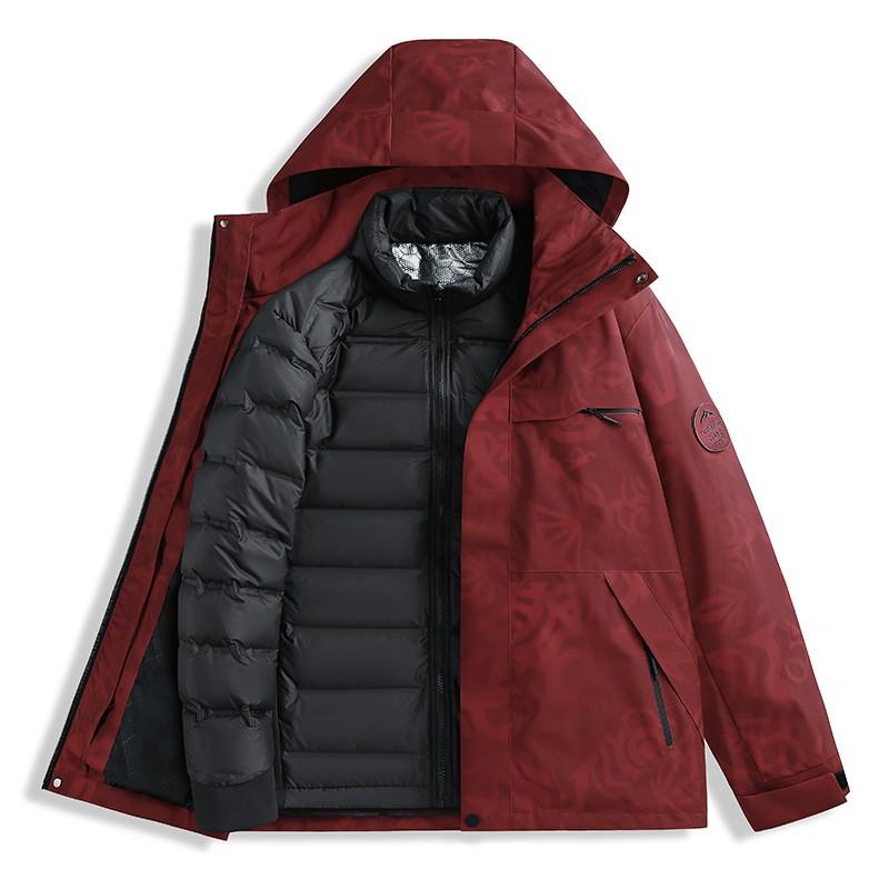 Men Women 3-in-1 Waterproof Windproof Hiking Jacket With Fleece Inner Removable Outdoor Mountaineering Coat
