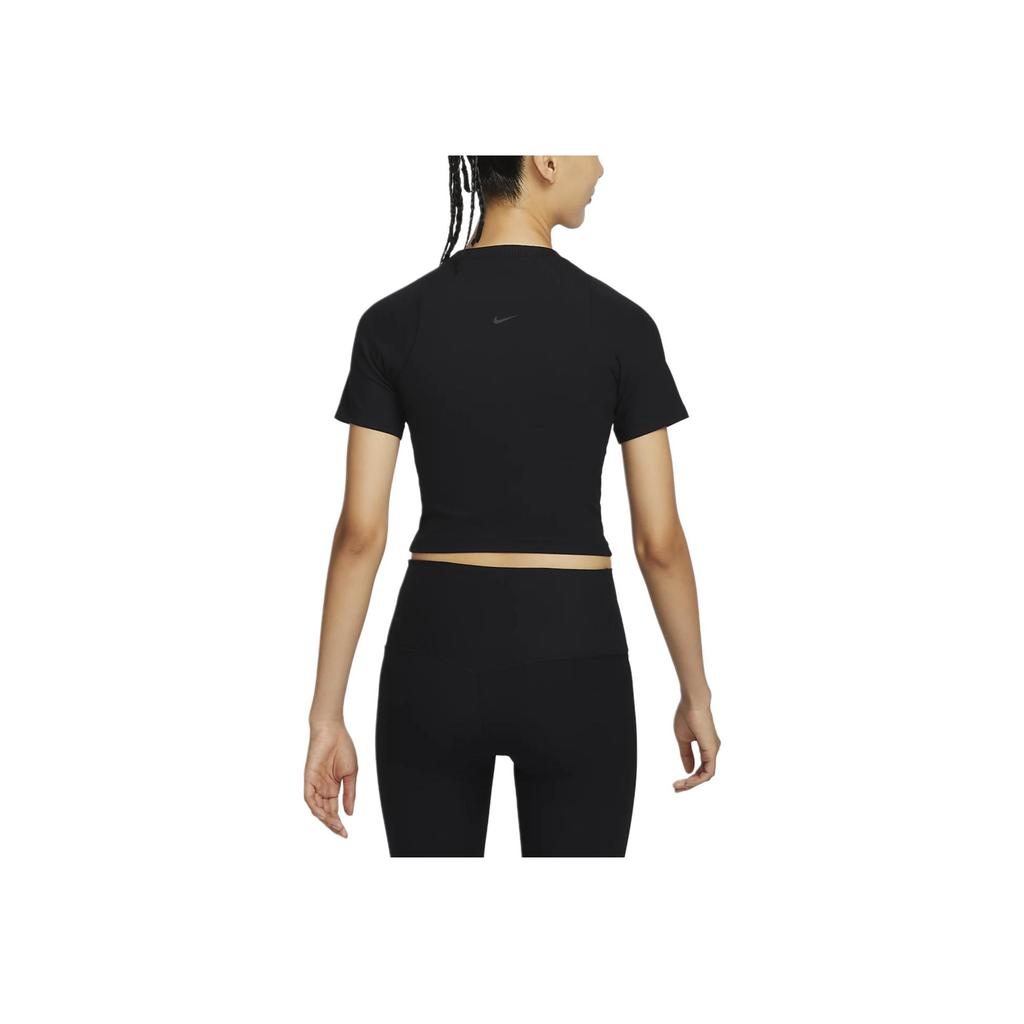 Nike Zenvy Breathable Quick-Dry Ribbed Short Sleeve Crop Top Women Tops Black HF2773-010