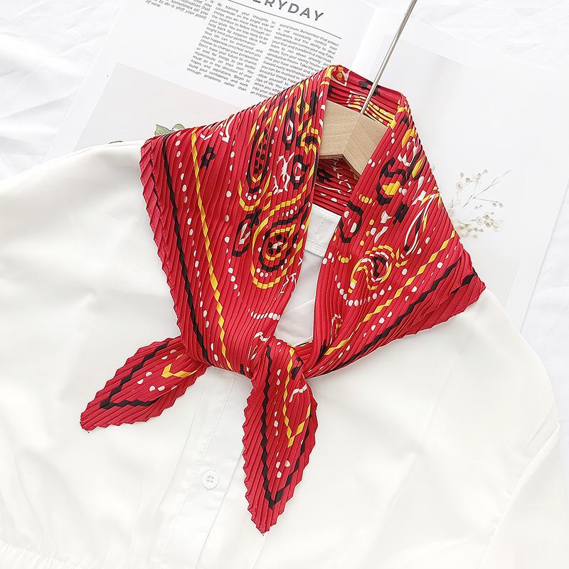 

Плиссированный шелковый шарф 70 см Женский универсальный галстук-шарф Модный OL для поездок шейный платок 70cm Pleated Silk Scarf