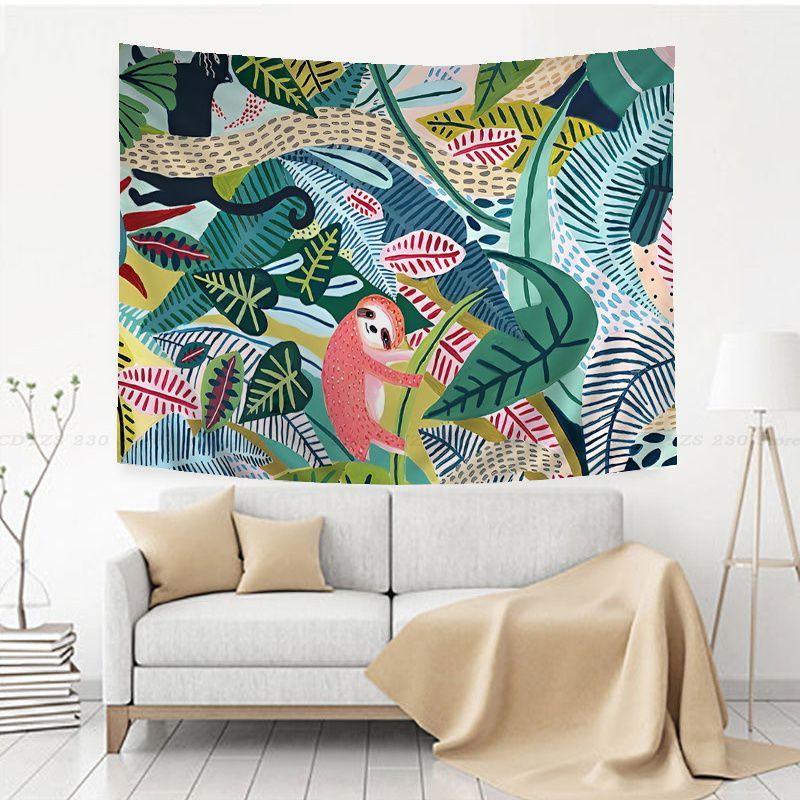 Cartoon Sloth Tapestry for Girl Boys Child Room DecorCute Animal Pattern Wall Hanging Decorative Lovely Widlife Wall Tapestries