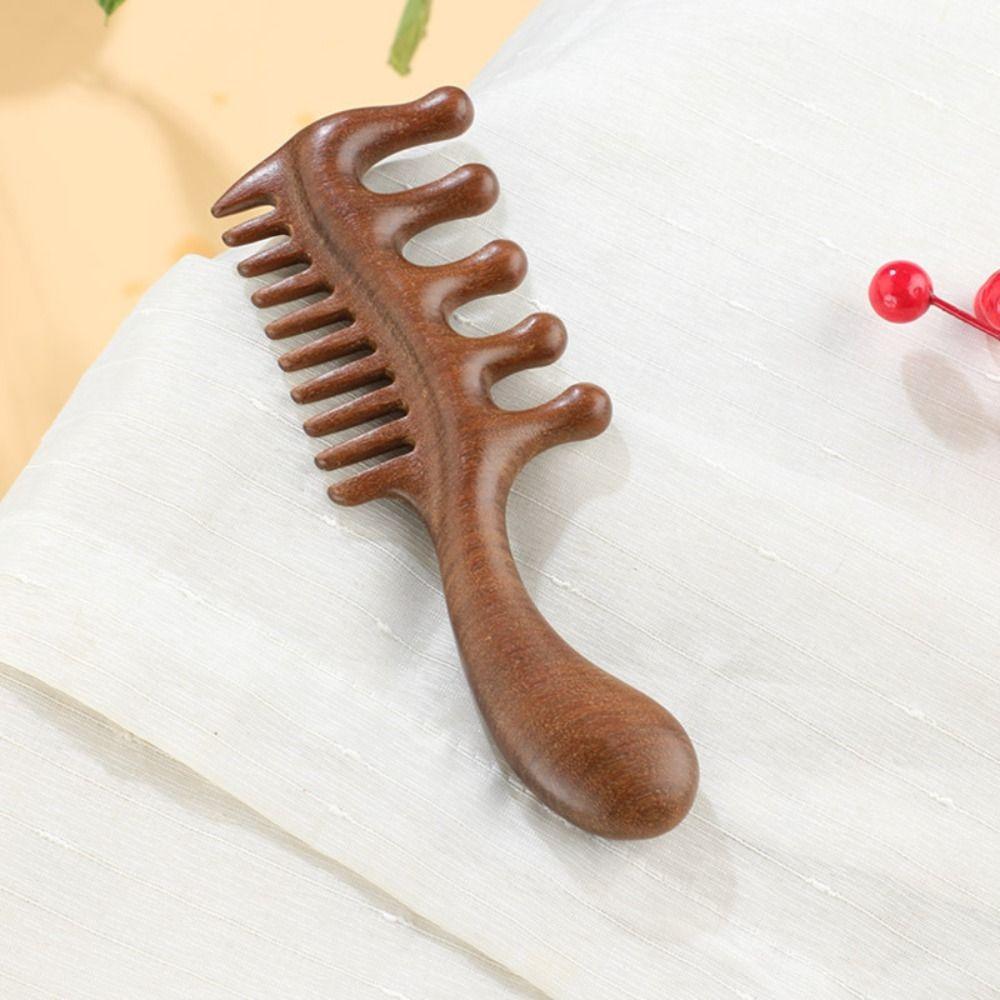 Wide Thick Scalp Massage Comb 2 in 1 Head Meridian Hair Comb Natural Sandalwood Hairbrush  Gua Sha