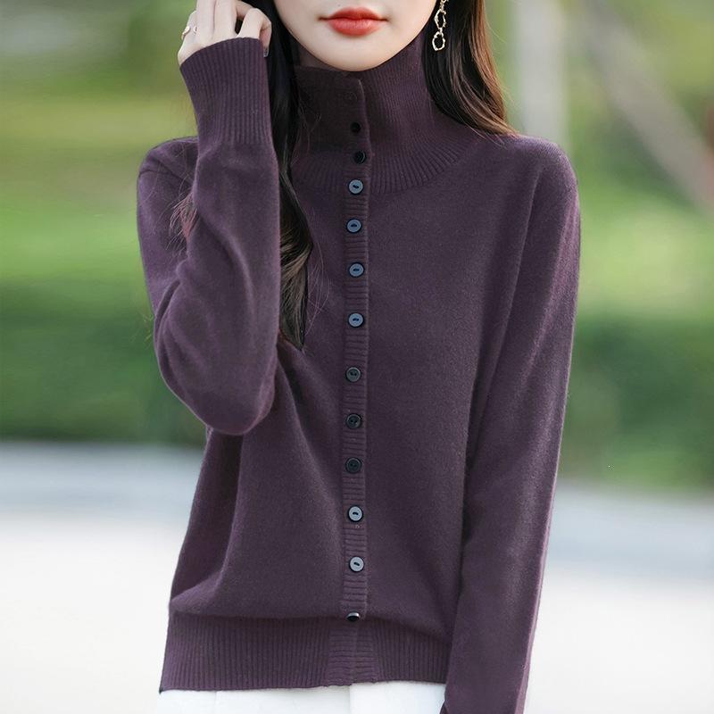 Women S Thick Knit Cardigan Solid Color Long Sleeve Button Closure Casual Sweater
