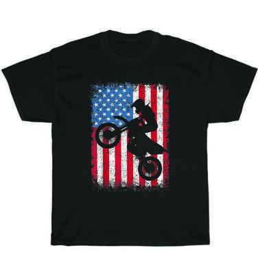 Dirt Bike Motocross Biker Patriotisch Amerikanische US-Flagge 4. Juli T-Shirt Unisex