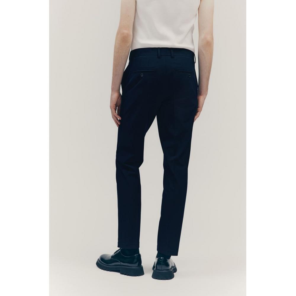 H M Tailored Trousers sliM Fit Navy Blue