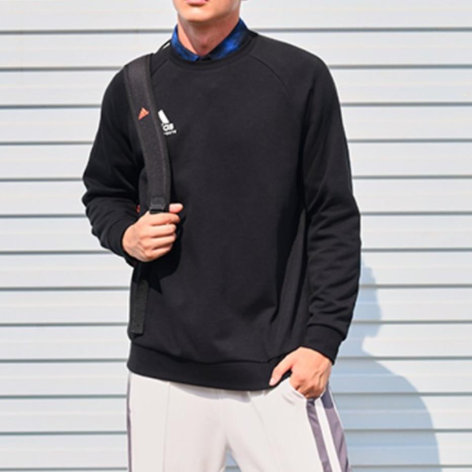 Adidas Sports Casual Pullover Sweatshirt Black White Logo Unisex Sweatshirt ADICSTL06-BW