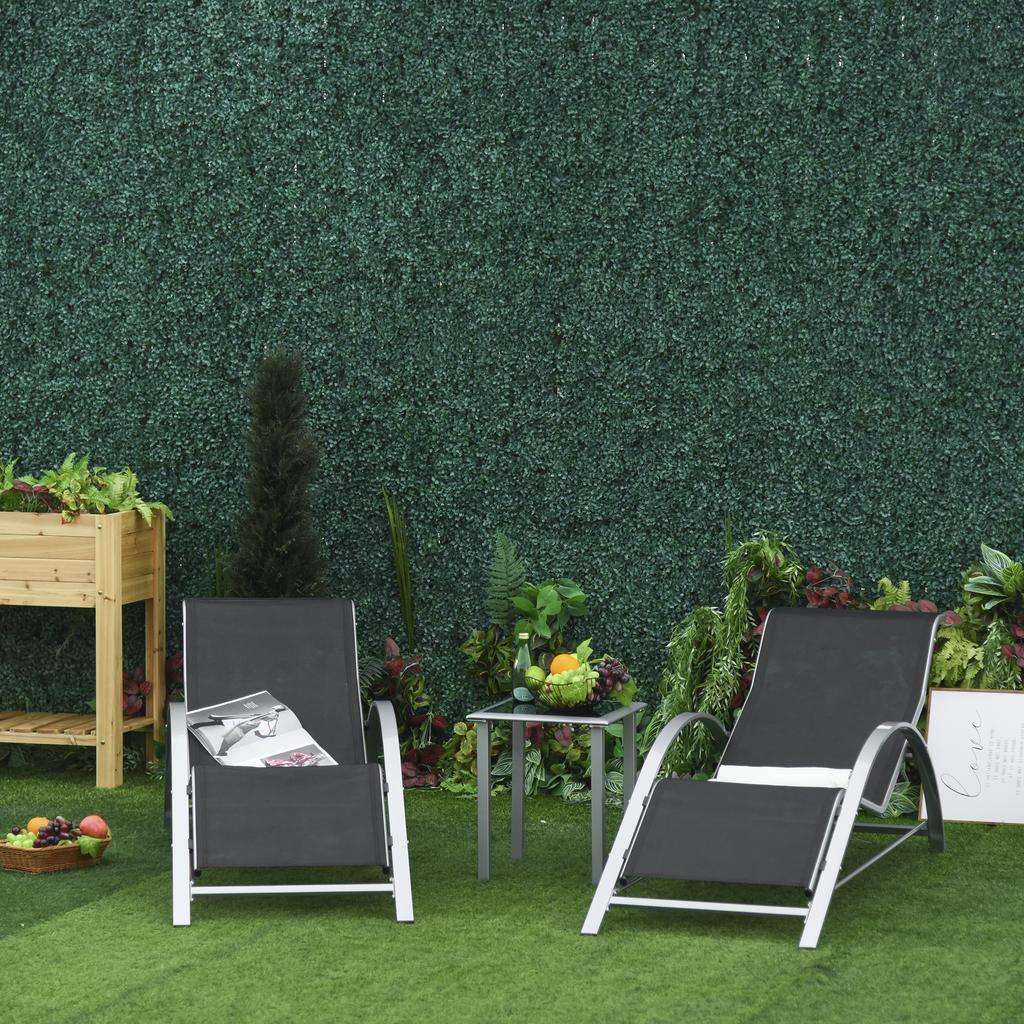 Three-Piece Curved Sun Lounger Set - Black