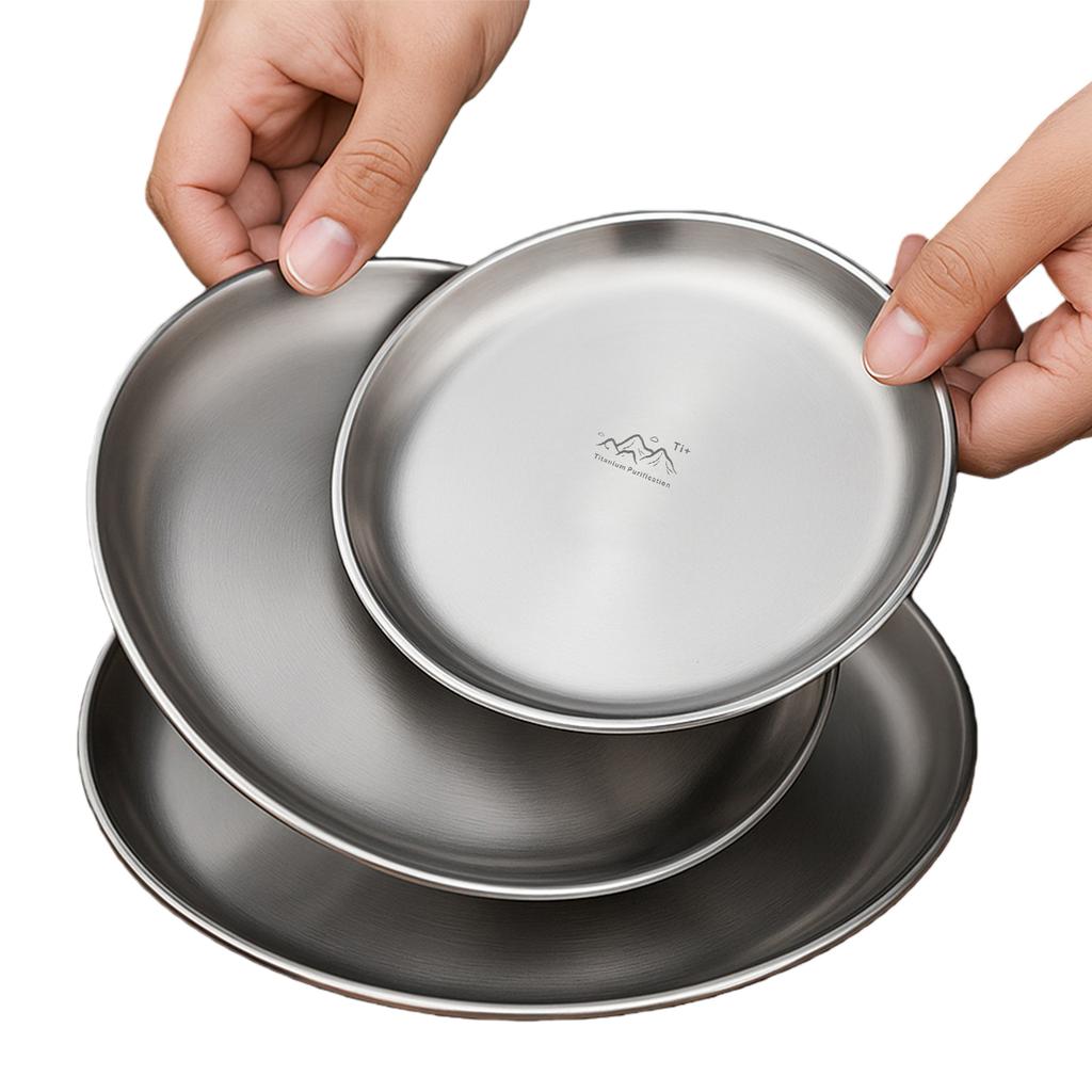Titanium Purification Plate Backcountry Dinnerware Lightweight Stackable Camping Tray Anti-Fall Creative Home Dish Plate
