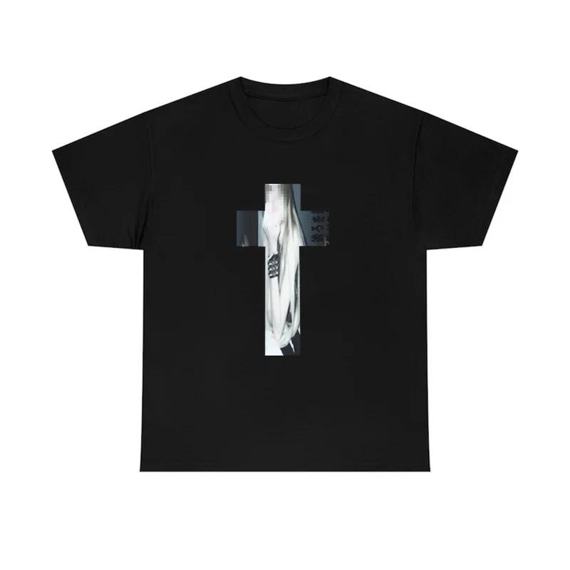 

Summer Retro Ins Cross Hip Hop Graphic Printed Cotton Tshirt Fashion Street Clothing Punk Gothic Y2K Halfsleeved Top 3XL