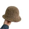 Chapeau cloche d'automne et d'hiver en laine, fil cercle, bord relevé devant, pour femme, doux, petit, frais, avec nœud, chaud, décontracté