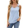 IHUASU Spring and Summer Solid Color Round Neck Sleeveless Vest Metal Ring Loose Top
