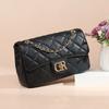 Crocodile Shirt New Top Layer Cowhide Elegant Chain Diamond Grid Bag Women's Shoulder Crossbody Bag Armpit Bag Genuine Leather Women's Bag